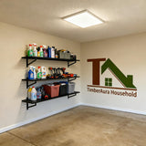 TimberAura 1-Pack Garage Wall Shelves, 2' x 4' Heavy Duty Wall Mounted Storage Rack with 3 Hooks, 250 lbs Capacity, Steel Garage Organization Shelving for Tools, Bins, and Power Equipment TimberAura