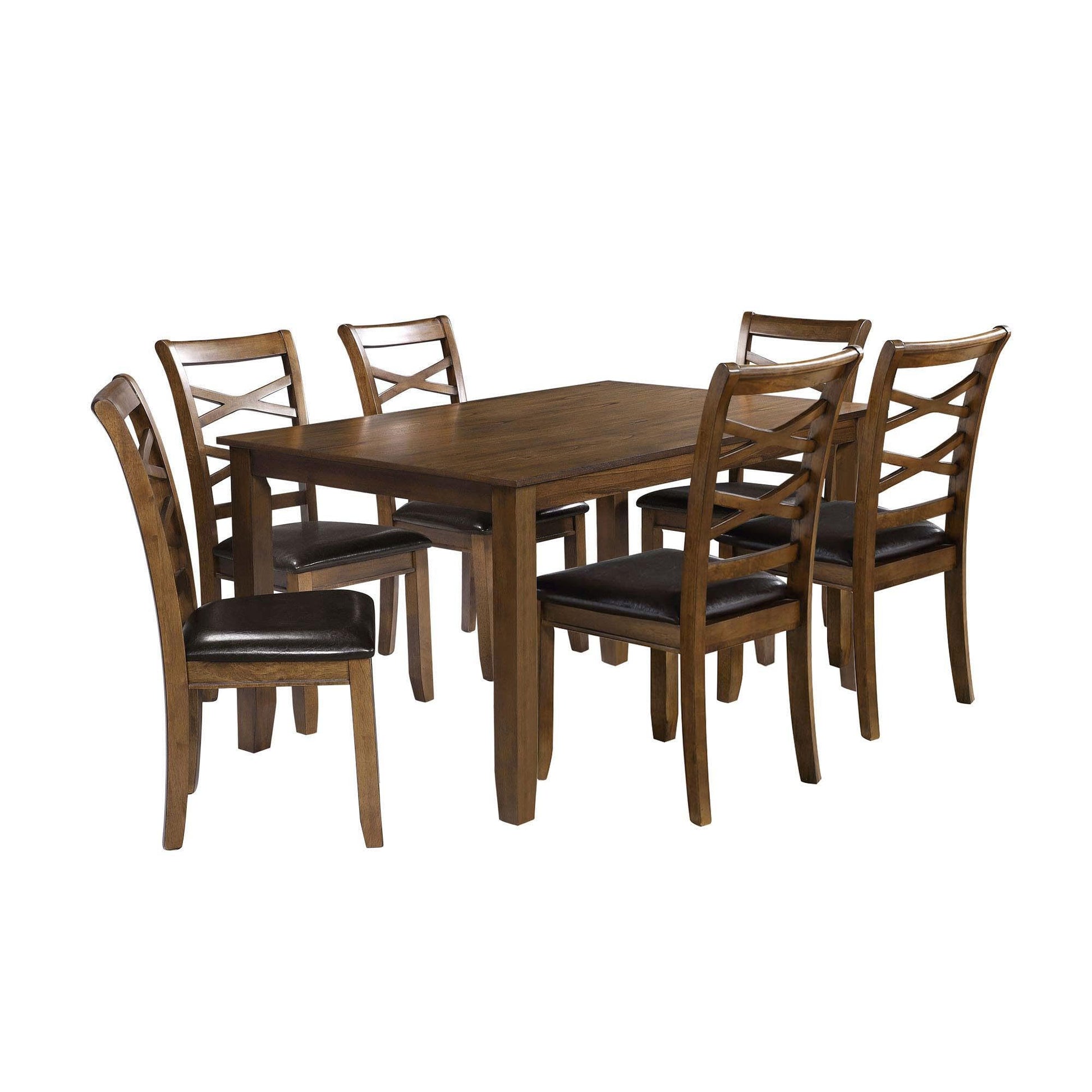 GEPOW Dining Set for 6, Rubber Wood Dining Table with 6 Cushioned Chairs Rustic Kitchen Table, 60" L x 36" W x 30" H - WoodArtSupply