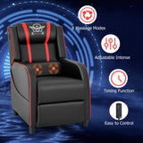 Giantex Gaming Massage Recliner Chair - Racing Style Gaming Sofa Chair with Reclining Backrest, Massage Lumbar Pillow, Retractable Footrest, Home Theater Seating with Bluetooth Speaker (Red) Giantex