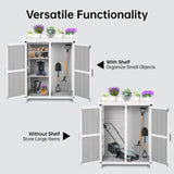 Outdoor Potting Bench with Metal Work Top,Waterproof Garden Storage Cabinet, Wooden Garden Work Bench with Adjustablev Shelves & Double Doors for Backyard, Patio, Lawn Gardening,White Grey PeacefulHues