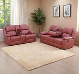 Caberryne 2 Pieces Leather Recliner Sofa Set，Recliner Sofa and Loveseat Sets for Living Room Furniture，Red Reclining Couch with 4 Recliners for Living Room/Office/Theater Seating(Sofa Set 2 Pieces) Caberryne