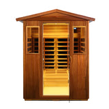 JKIUI Far Infrared Sauna Low EMF Wooden Sauna for Home, 4 Person Outdoor Sauna Room, 2,050watt, American Basswood, Indoor Home Sauna with Bluetooth, LCD, LED JKIUI
