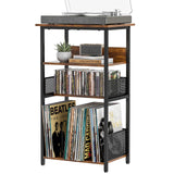 Huxitocan 4-Tier Record Player Stand with Storage for 100 Vinyl Records and 40 CDs, Turntables Holder for Living Room, Bedroom, Office Huxitocan