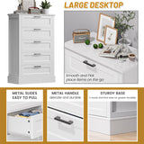 ZLWJGY White Dresser for Bedroom, Wood Dresser with 5 Drawers, Chest of Drawer for Bedroom Living Room Entryway Hallway, Modern Farmhouse Style Black Handles 47" Tall ZLWJGY