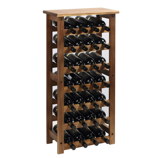 everous Wooden Wine Rack, 7 Tire Floor Wine Storage Rack, 28 Bottles Holder, Freestanding Display Rack for Kitchen, Pantry, Cellar, Natural Free