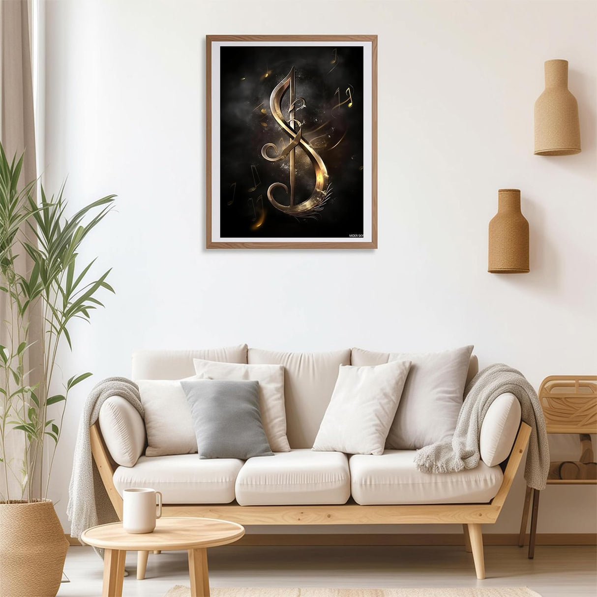 MOER SKY Music Note with Gold 5D Diamond Painting Kits, Diamond Art Kits for Adults Paint with Diamonds Gem Art, Full Drill Diamond Paintings Arts and Crafts for Home Decor 12x16inch MOER SKY