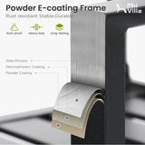 PHI VILLA Patio Dining Set 8 PCS with 13ft Double-Sided Patio Umbrella(Beige)，Metal Outdoor Dining Set - 6 x Outdoor Stackable Chairs, 1 x 60"x38"Rectangle Dining Table and 1 Umbrella PHI VILLA