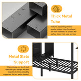 KT Rolster Bunk Bed Frame with Built-in Wardrobe King Over Twin XL Size, Metal Loft Bed with Foldable Desk and Storage Shelf, Black Bunk Beds King Size for Adults Teen Kids, No Box Spring Needed KT Rolster