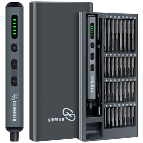 STREBITO Mini Electric Screwdriver Set, 70 in 1 Small Electric Screwdriver Cordless - 64 S2 Preicison Bits, 5 Torque Settings, 4 LED Lights, Mini Power Screwdriver Repair Tool Kit for PC RC Electronic STREBITO