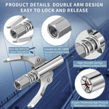 Quadafy Grease Gun Coupler, Quick Locking Grease Gun Tip, 6 Thickened Jaws Locking, High Pressure Grease Fittings, Compatible with All 1/8" NPT Grease Guns Quadafy