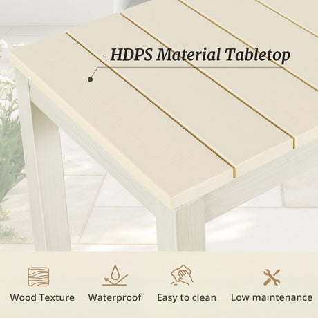 Cozyman Outdoor Bar Table, 45" Patio Bar Height Counter Table, Weather Resistant, Waterproof HDPS Slatted Top Console Table for Hot Tub, Balcony, Yard, Indoor or Outdoor Use, Sand Cozyman
