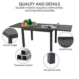 Kozyard Villa Expandable Patio Dining Table - Adjustable, Aluminum Outdoor Furniture for 4-6 Person, Perfect for Backyard, Porch, Deck, Garden - Dark Grey, 43"- 86" Kozyard