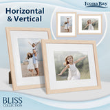 Icona Bay 8x10 Light Oak Picture Frame with Removable Mat for 5x7 Photo, Modern Style Wood Composite Frame, Table Top or Wall Mount, Bliss Collection Icona Bay