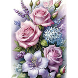 Auremi Diamond Painting Kits for Adults, Rose FlowerDiamond Art Kits Full Drill Diamond Paintings for Beginners 5D Round Flowers Diamonds Pictures Gem Art Painting Kits for Home Wall Decor 12x16 in Auremi