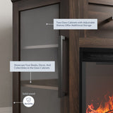 BELLEZE 43" Corner TV Stand with 18" Electric Fireplace Heater for TVs up to 43", Modern Corner Wood Entertainment Center with Glass Door Storage Cabinets - Dale (Dark Walnut) BELLEZE