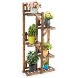 Giantex Wood Plant Stand Rack 5 Tier 6 Potted, Multiple Plant Stand Flower Pots Holder Display Shelf Rack Planter Indoor Outdoor for Garden Corner Balcony Patio Living Room Giantex