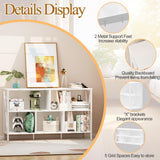 Horizontal Bookshelf,Industrial Modern 5 Cube Low Wide Cubby Bookcase,Long Wood and Metal Storage Organizer Open Shelf, Short Book Shelf Bedroom Storage for Home Office Living Room(White,5 Cube) Adompacat