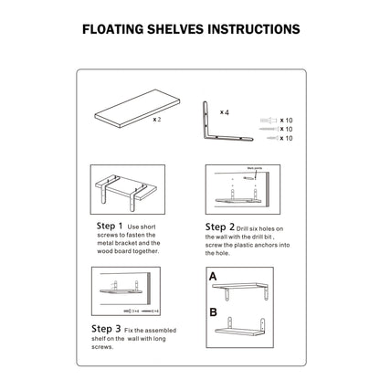 Giaford Wooden Floating Shelves Set of 2,Wall Shelves for Storage Display and Organization Farmhouse Shelf for Bedroom, Bathroom,Living Room and Kitchen