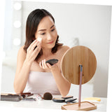 Beatifufu 1pc Wooden Desk Mirror Wooden Makeup Mirror Tabletop Makeup Mirror Travel Vanity Mirror Round Dining Table Vanity Mirror with Lights Mirror for Dresser Led Makeup Mirror Beatifufu