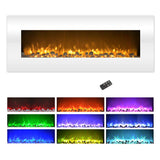 Northwest Electric Fireplace - 50 Inch Wall Mounted Fireplace with 10-Color LED Flames, 3 Backgrounds, Adjustable Brightness, and Remote (White) Northwest