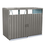 Outdoor Trash Can Storage, Storage Shed for 2 Trash cans and Tools,Waterproof Garbage Bin shed,Metal Trash Can Storage Shed Outdoor for Garden Yard(Light Grey-2 Doors) IMagacFun