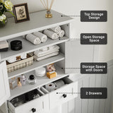 Seeday Bathroom Wall Cabinet, 23''Wx25''H Bathroom Cabinet Wall Mouted with Drawers, Barn Doors & Adjustable Shelf, Over The Toilet Storage Cabinet for Laundry Room, White Seeday