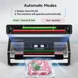 Fully Automatic Vacuum Sealer-Effortless Operation, 95Kpa Powerful Food Vacuum Sealer Machine with 2 Rolls Bags, Dry & Wet/Bag Cutter/External Vacuum, Silver Black FRESKO