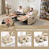 SAMERY 65.5" RV Loveseat Recliner Double Recliner RV Sofa & Console | Wall Hugger Loveseat Reclining RV | RV Theater Seats | RV Couch | RV Home Theater Seating Furniture (Fabric Beige) SAMERY