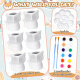 Pasimy 6 Set DIY Ceramic Succulent Planter Pots Paint Your Own Flower Pots Craft Kit Unpainted Bisque Paintable Flowerpot with Brush Palette Ready to Paint for Family Activity Gift(Fox) Pasimy
