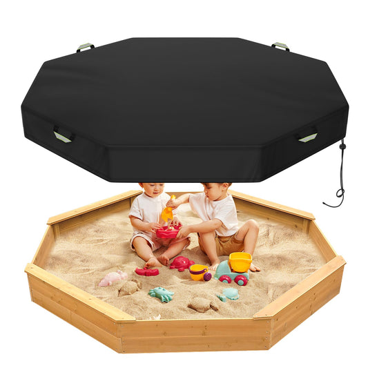 Yexcend Octagon Sandbox Cover, 420D Oxford Cloth Waterproof Outdoor Sand Box Cover for Kids, Protect Sandbox Sand and Toys(Black,84" X 78" X 9")