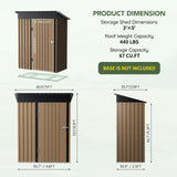 Grovellis 3x5 FT Outdoor Metal Storage Shed, Single Door, 1 Clear Window, Tool Shed for Garden, Patio, Backyard Brown Grovellis