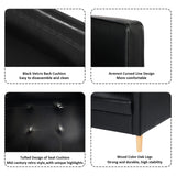 STHOUYN Black Faux Leather Accent Chairs Set of 2 Small Living Room Bedroom Chairs, Comfy Reading Chair Single Sofa for Adults, Suitable Small Spaces Office Couch, Easy Assembly STHOUYN