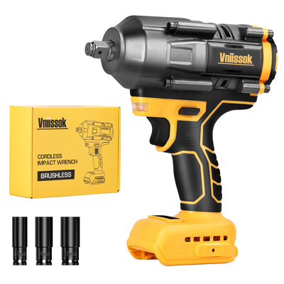 Cordless Impact Wrench 1/2 inch for Dewalt 20V Battery, 900FT-LBS(1200N.m) Impact Driver High Torque Brushless Electric Impact Gun Includes LED Work Light Variable Speeds for Car/Truck RV/Mower