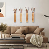 Sawoake Wood Wall Planters Modern Decor for Livingroom Bedroom Bathroom Contemporary Wooden Wall Planter Versatile Wood Home Decor for Dried Flowers and Faux Greenery Plants (4 Pack，Brown) Sawoake