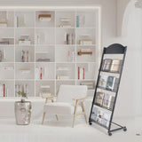 lesolar Floor-Standing Magazine Rack 4-tier Newspaper Holder Book Display Shelf Brochure Display Stand Floor Suitable for Exhibitions Shopping Malls Hospitals Offices School (Black) lesolar