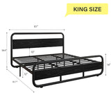Catrimown King Size Bed Frame, Heavy Duty Metal Rustic King Platform Bed Frame with Wood Headboard, Under Bed Storage, Noise Free, No Box Spring Needed, Black Catrimown