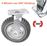 uyoyous 6'' Caster Wheels Heavy Duty 4 Pack Cart Swivel Wheels Load 1760 lbs Silent Ball Bearing Solid Wheel with 360° Rotation Top Plate (2 with Brakes& 2 Without) uyoyous