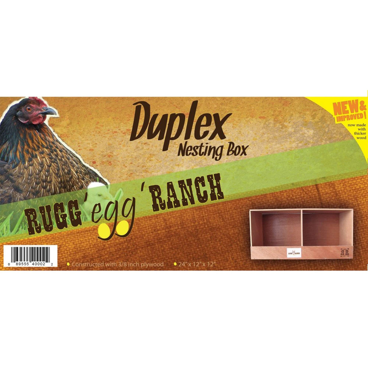 Rugged Range Products Studio Flat Wooden Compartment Chicken Coop Interior Poultry Bird Egg Animal Nesting Box Roosting Cubby, Double (2 Pack) Rugged Ranch