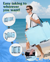 WLIVE Outdoor Tanning Chair, 5-Position Folding Beach Chair with Face Hole, Portable Patio Lounge Chair for Beach, Pool,Camping, Light Blue WLIVE