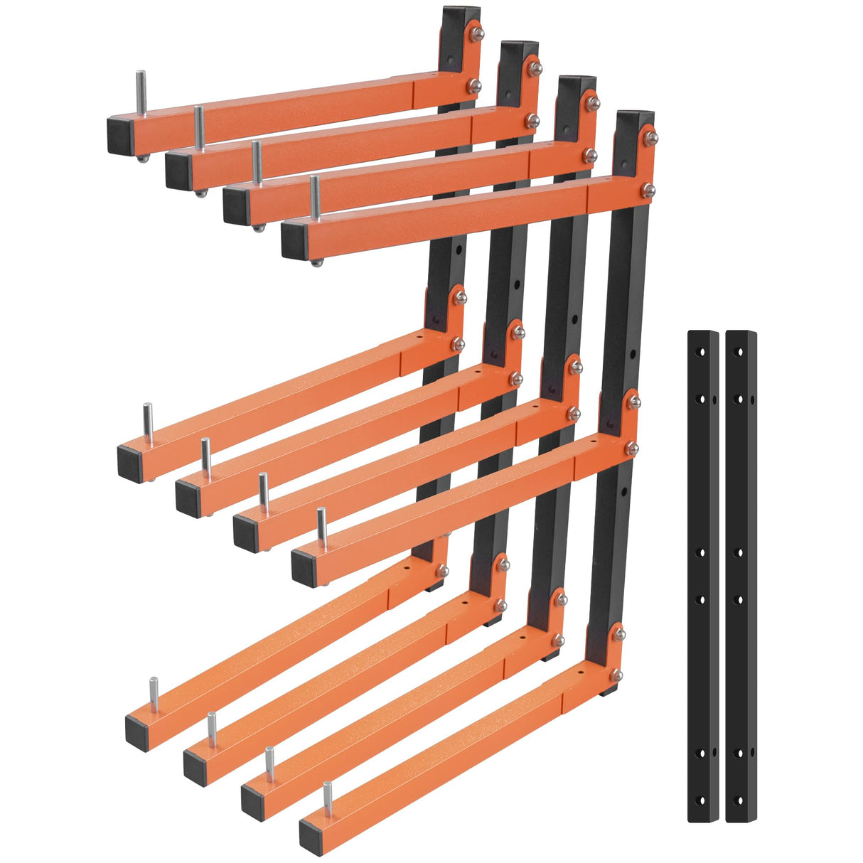 Dtructiew Lumber Storage Rack Wall Mount,Wood Storage Rack with Longer & Adjustable Arms,4 Packs 720 LB Wood Organizer Heavy Duty Garage Lumber Utility Racks with Additional 2 Short Bars Dtructiew