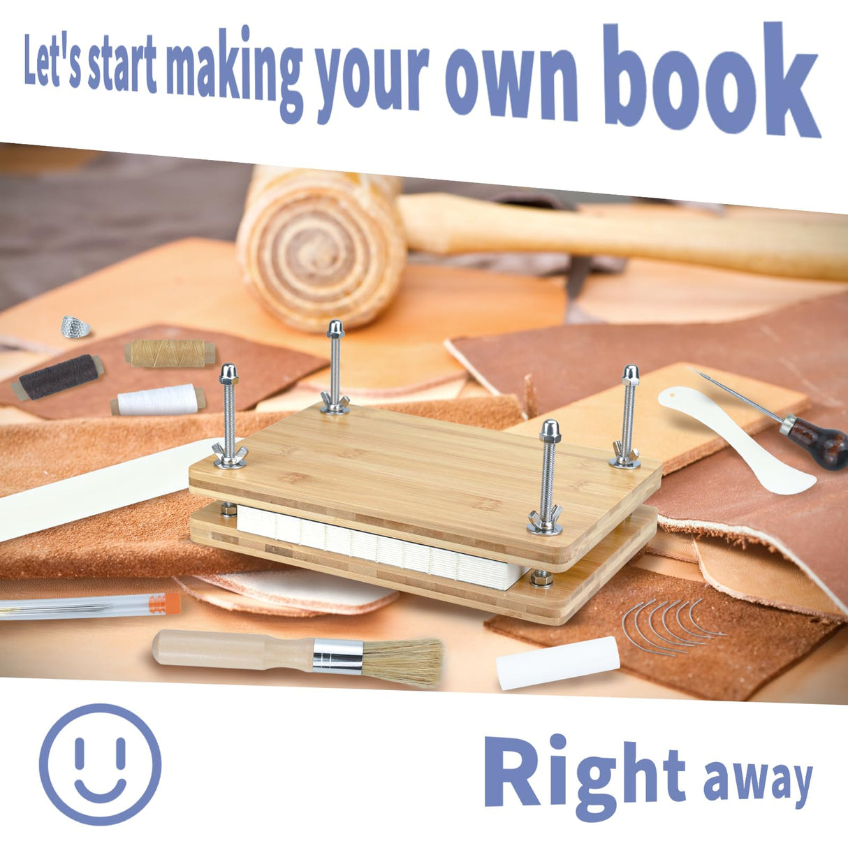 Eohcofys Book Binding Kits, Book Press Binding Materials Tools Bookbinding Kit for Beginners 11.6 x 7.9 Inch Eohcofys