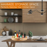 Lazy Susan Organizer 14 inch, Bamboo Lazy Susan for Table, Kitchen Turntable Organizer with Double Handles, Round Wood Rotating Turntable Spice Organizer for Countertop Cabinet or Pantry WEIFUTCH