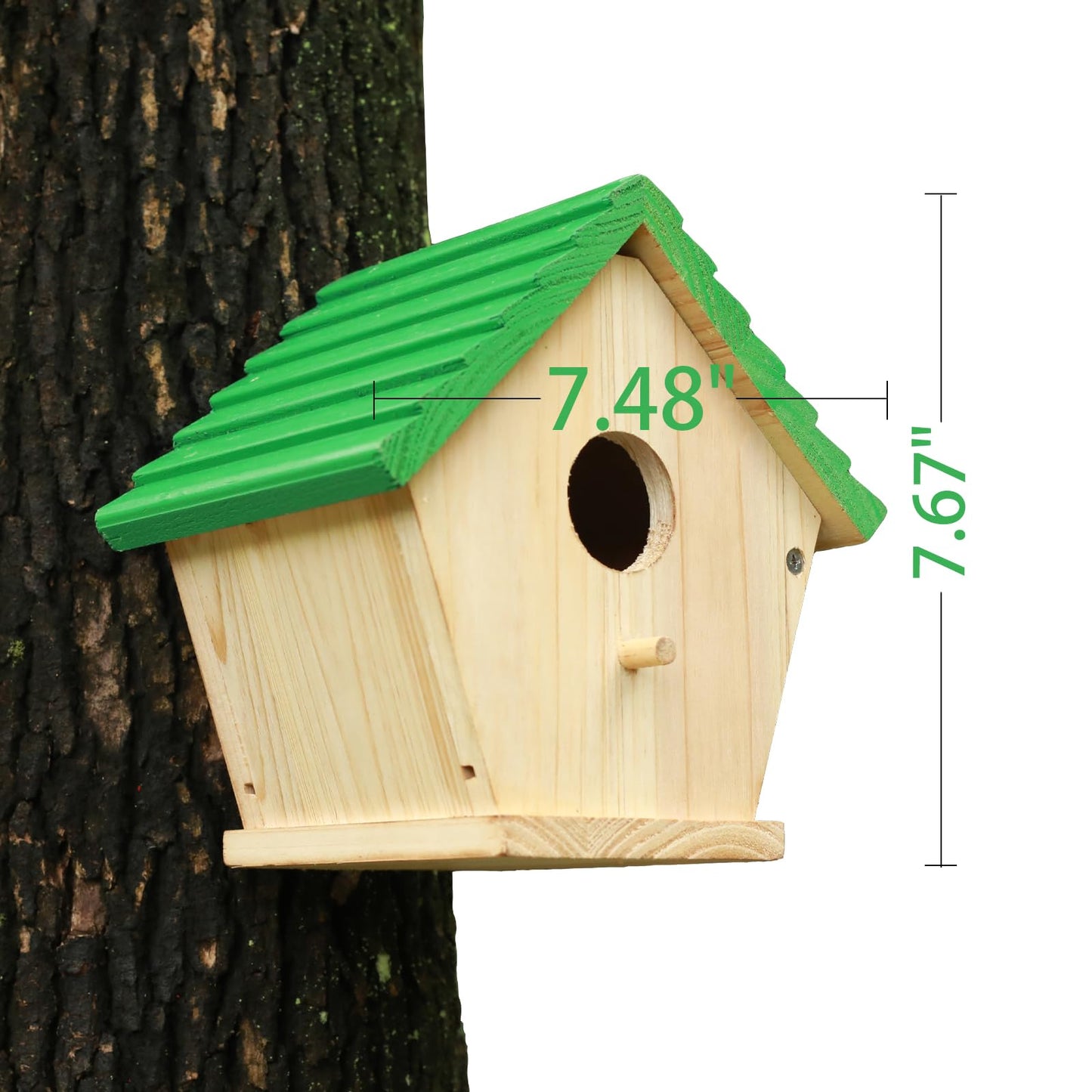 STARSWR Bird House Outside Bluebird House for Outside Clearance, Hanging Birdhouse,Cardinals Wooden Birdhouse with Green Top