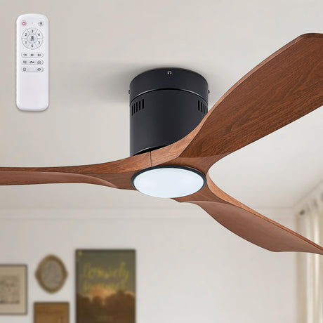 Fanbulous 52" Ceiling Fans with Lights and Remote Control,Modern Flush Mount Ceiling Fan with 3 LED Colors,Low Profile Ceiling Fans with 6-Speeds Reversible DC Motor for Bedroom Living Room Patio Fanbulous