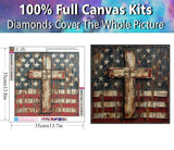 Patriotic American Flag Cross 5D Diamond Painting Kits for Adults Beginners, Independence Day Full Round Drill Diamond Art Kits, Paint by Diamonds Dot Gem Art Crystal, for Home Wall Decor 14X14Inch Clendo