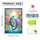 Dolphin Diamond Painting Notebook for Adults, A5 Diamonds Art Journal and DIY Sketchbook, Diamond Art Kit Supplies,Gift for Beginners, Craft Lovers, Artists. (Dolphin) Formeydemi