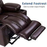 Large Power Lift Chairs Recliners for Elderly with Heated and Massage, Overstuffed Adjustable Lift Chairs, 3 Positions, Breathable Leather, USB-A and USB-C, Cup Holder, Side Pocket Dark Brown Cfvyne