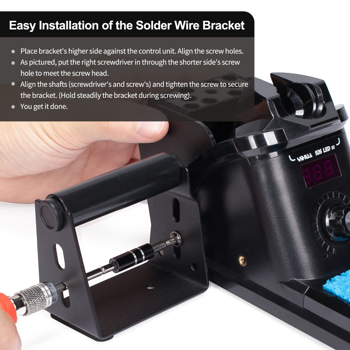 YIHUA 926 III 60W Digital Display Soldering Iron Station Kit w 2 Helping Hands, 6 Extra Iron Tips, Lead-Free Solder, Solder Sucker, S/S Tweezers, °C/ºF Conversion, Auto Sleep & Calibration Support YIHUA