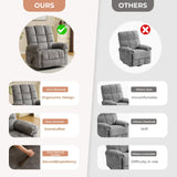 Rhevoy Swivel Rocker Recliner Chair with Heat and Massage, 26" Wide Oversized Rocker Recliner with Overstuffed Backrest,Swivel Glider Recliner for Living Room,Grey Rhevoy
