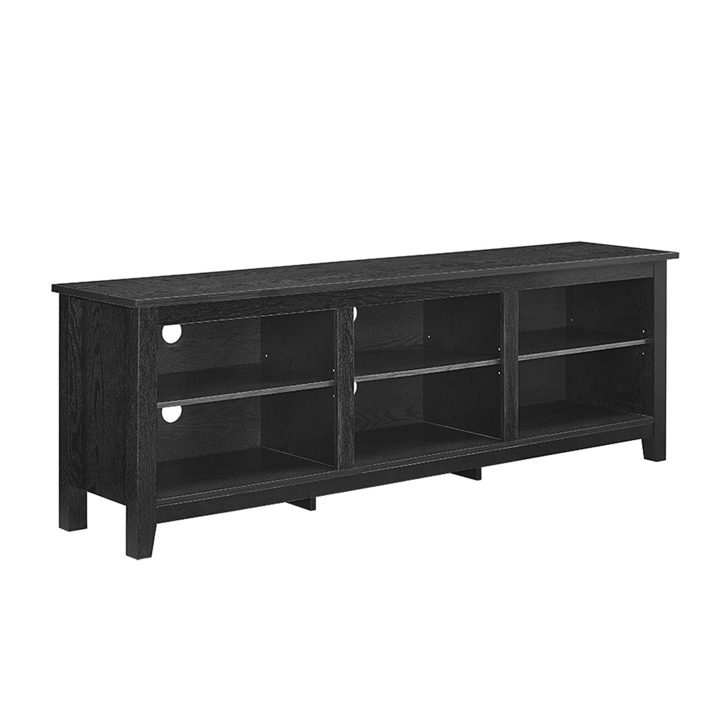 Walker Edison Wren Classic 6 Cubby TV Stand for TVs up to 80 Inches, 70 Inch, Black